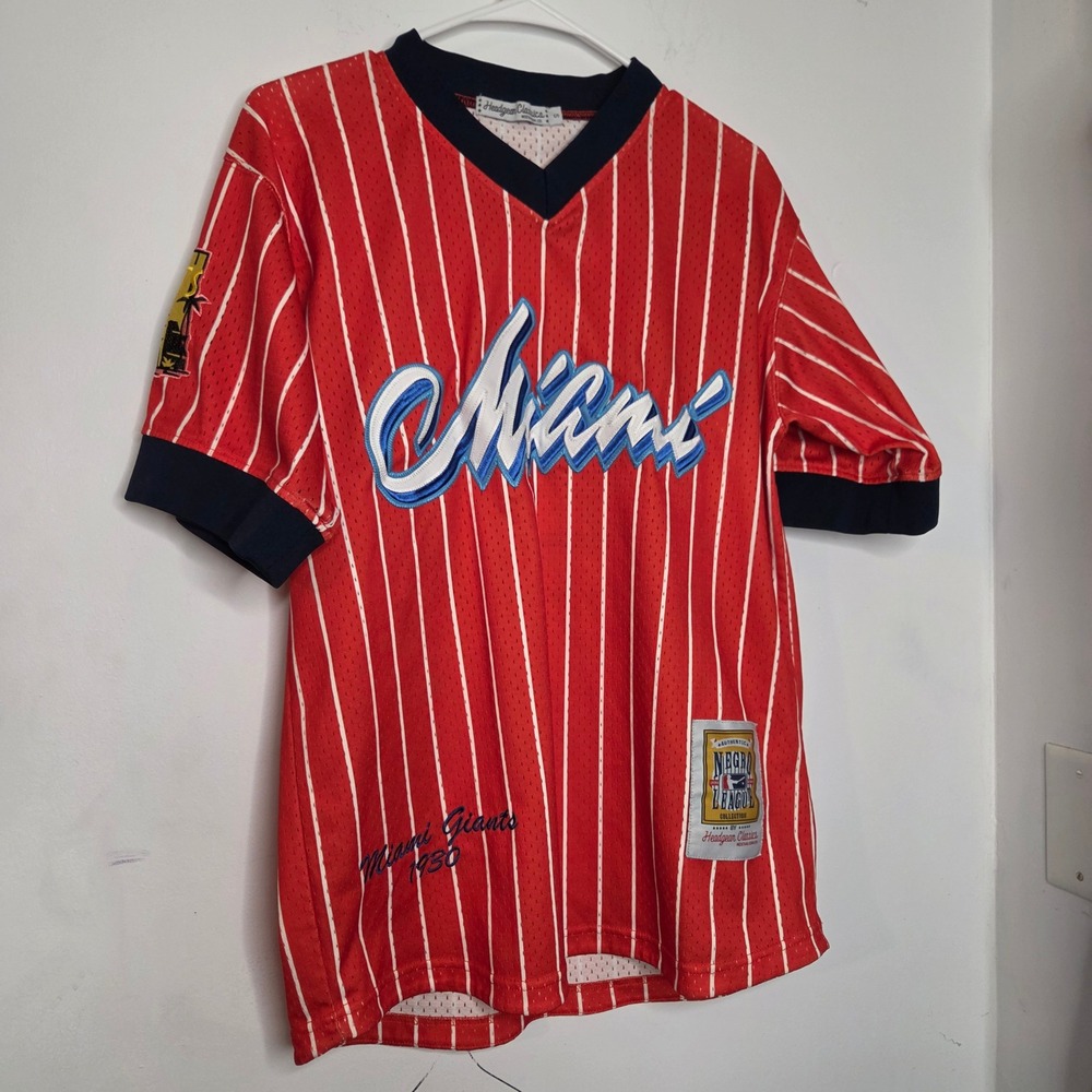 Headgear Classics Miami Giants 1930 Negro League Baseball Jersey Red Small 27